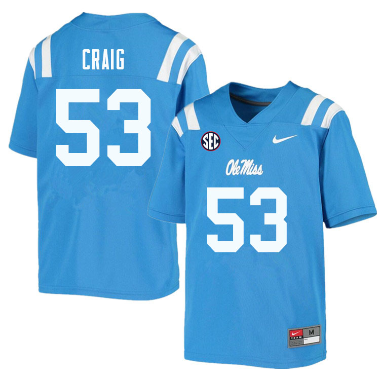 Carter Craig Ole Miss Rebels NCAA Men's Powder Blue #53 Stitched Limited College Football Jersey CUD8458ZF